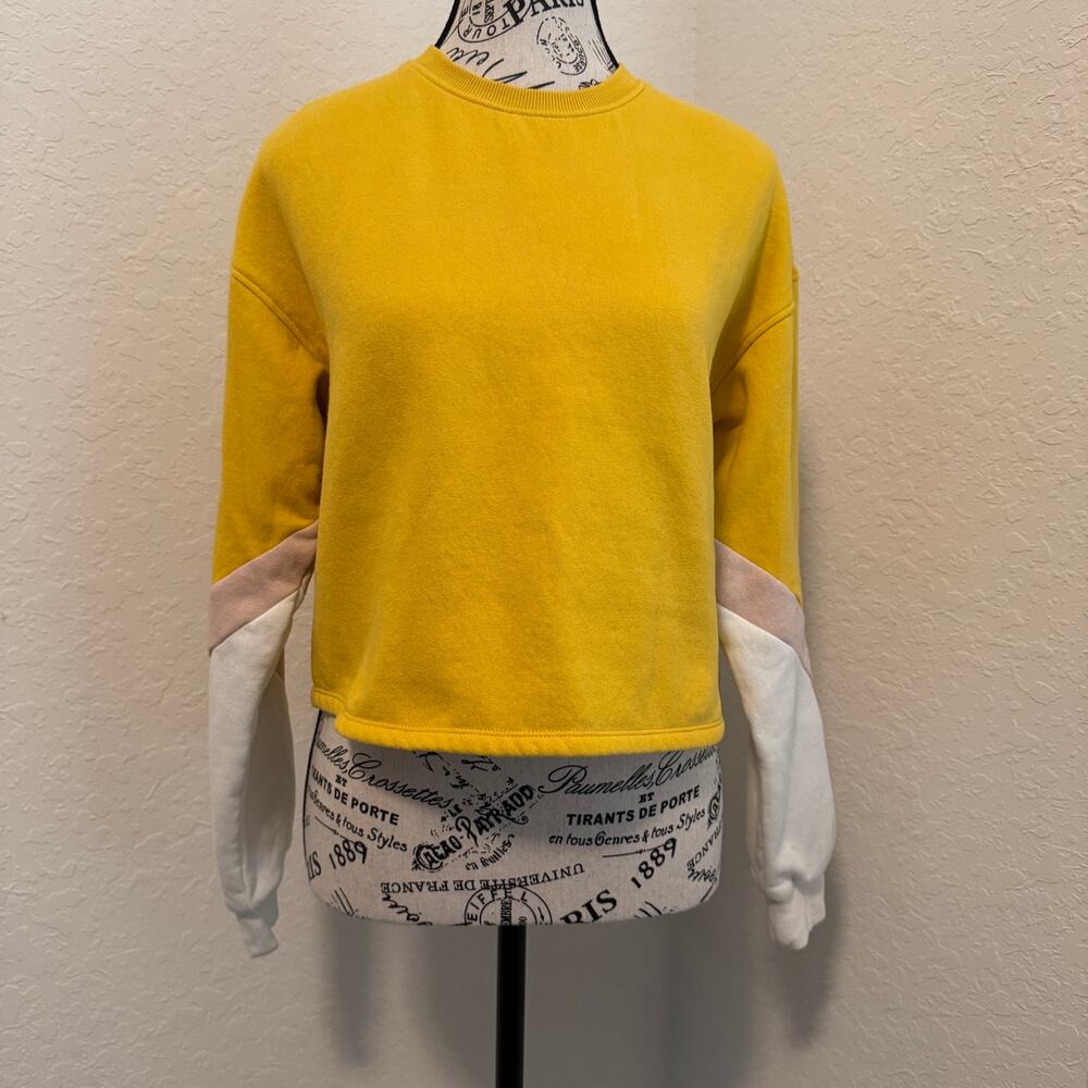Divided By H&M Women’s Crop Pullover Sweater Boxy Crewneck Yellow XS Extra Small